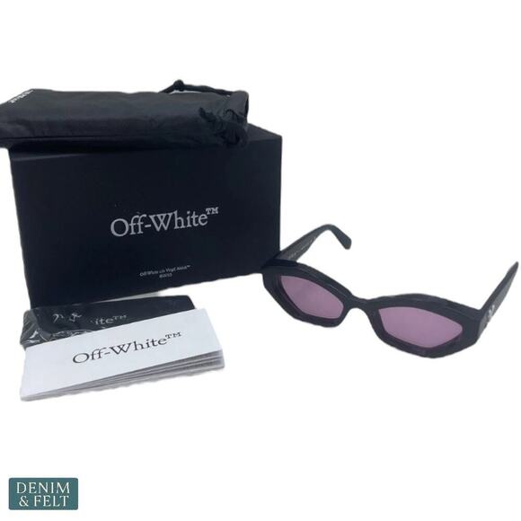 Off-White Hilo Cat-Eye Sunglasses Black‎ Pink Lens Acetate Made in Italy NEW main image 9
